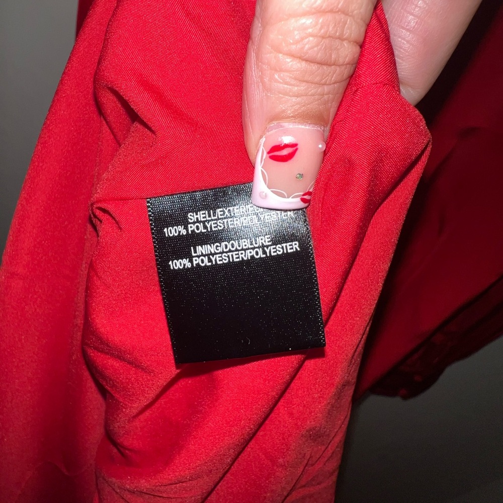 Badgley Mischka Vibrant Red Long Sleeve Dress - Picture 5 of 5